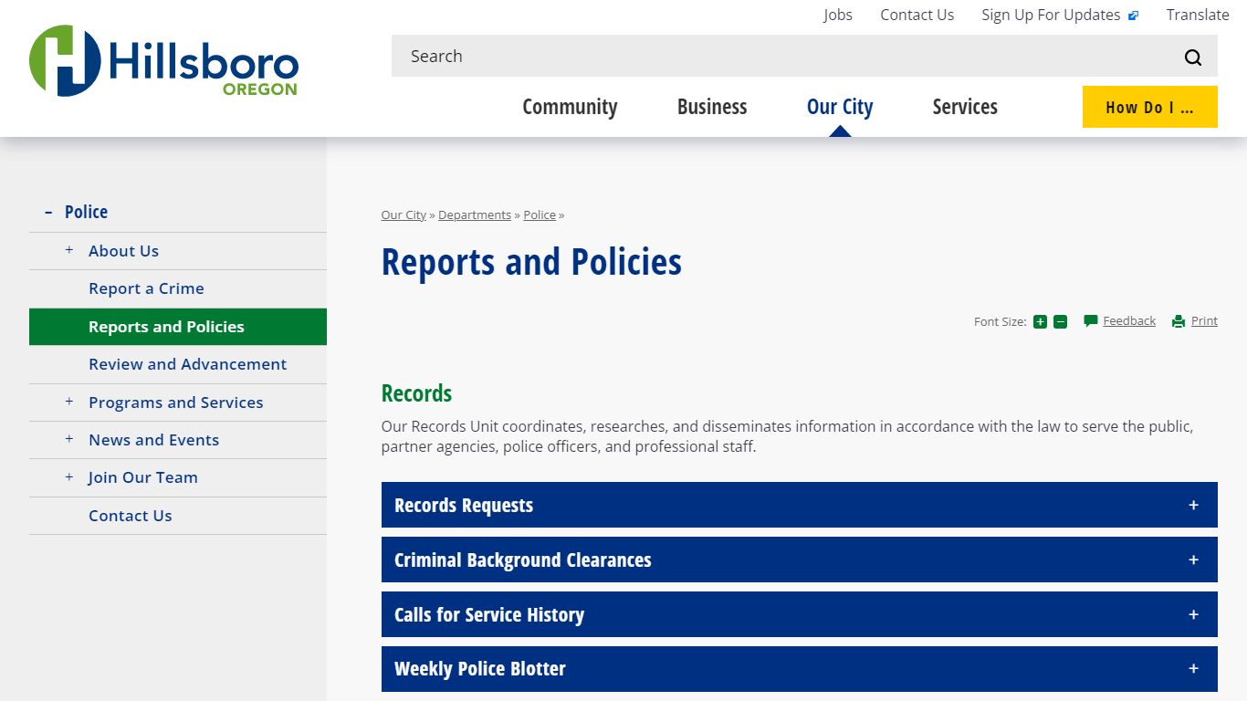 Reports and Policies | City of Hillsboro, OR