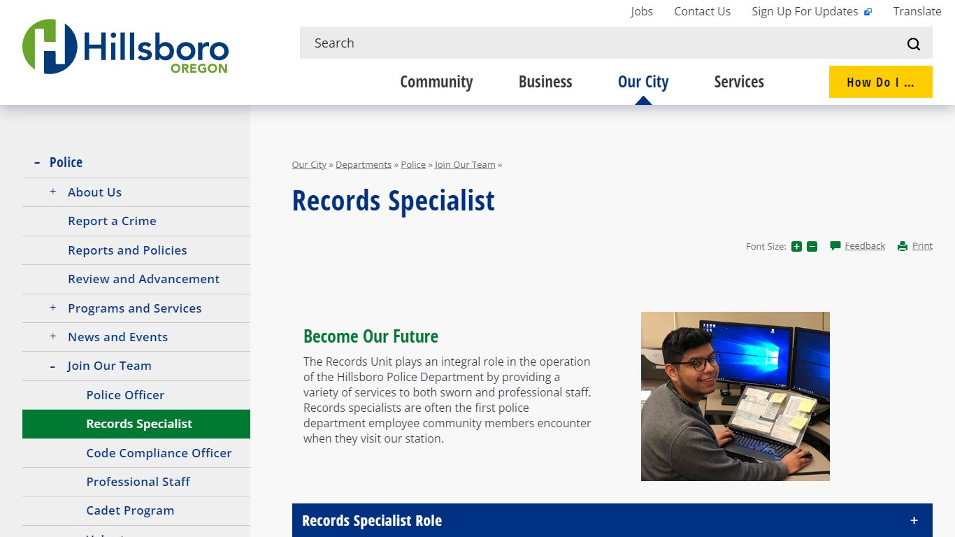 Records Specialist | City of Hillsboro, OR