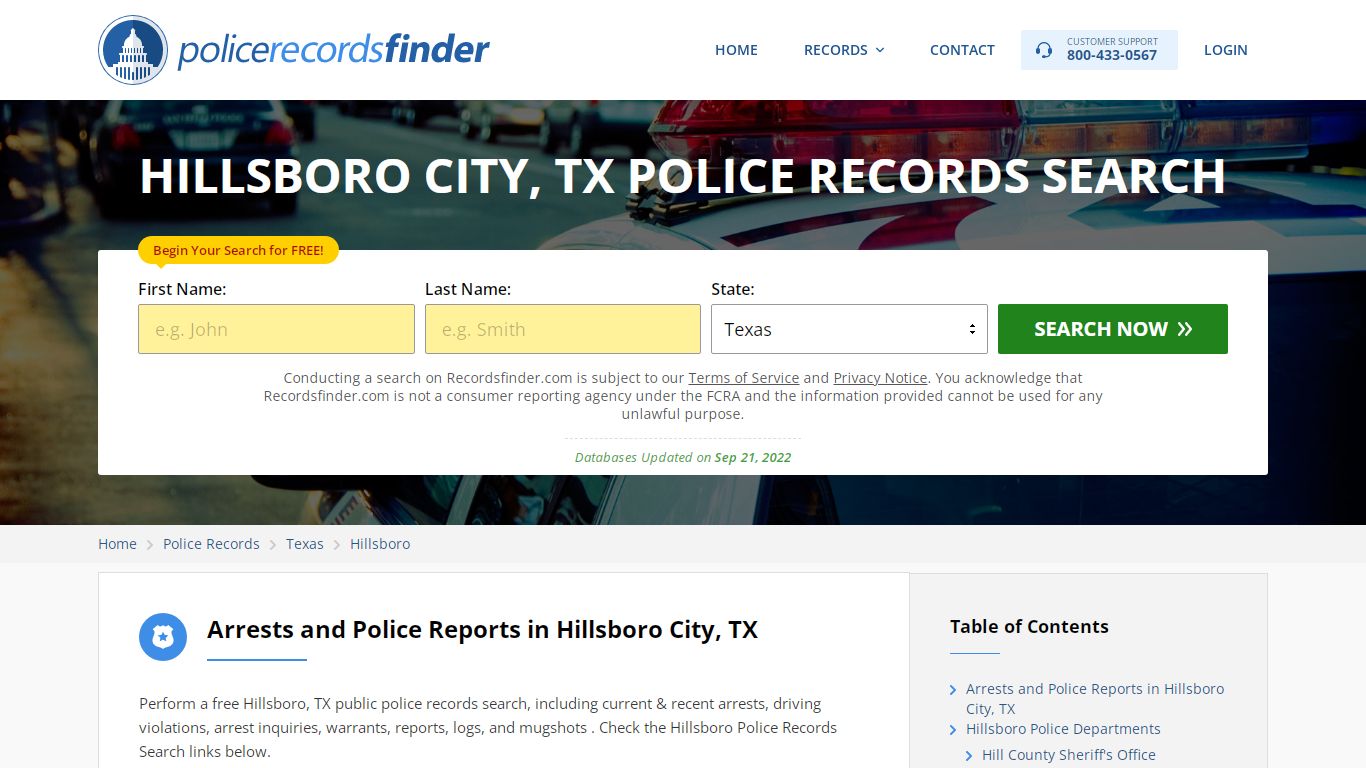 HILLSBORO CITY, TX POLICE RECORDS SEARCH - RecordsFinder
