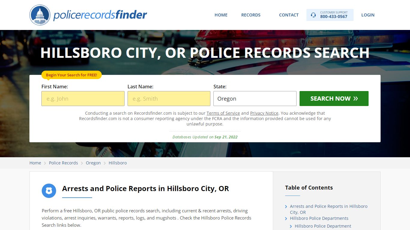 HILLSBORO CITY, OR POLICE RECORDS SEARCH - RecordsFinder
